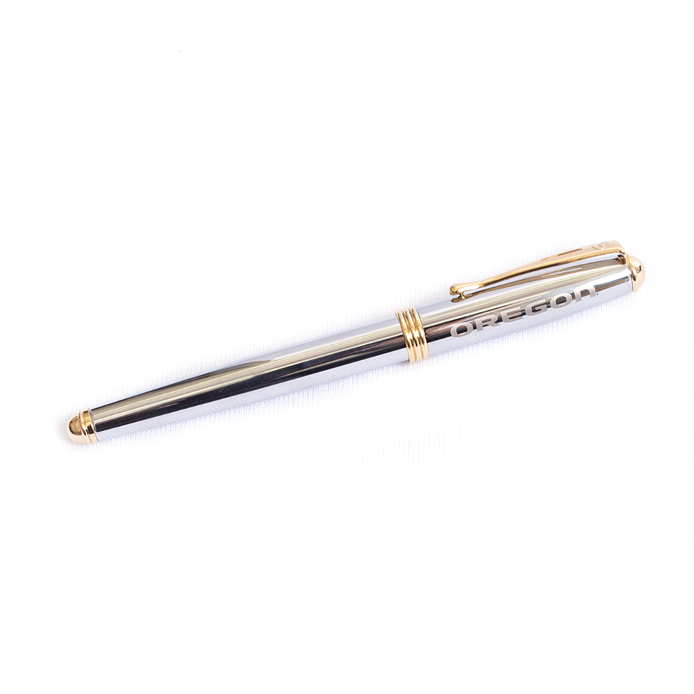 Oregon, MCM Group, Grey, Rollerball/Ballpoint, Metal, Art & School, Chrome-plated, Souvenir, Worthingston, 22k gold plated accents, 827973